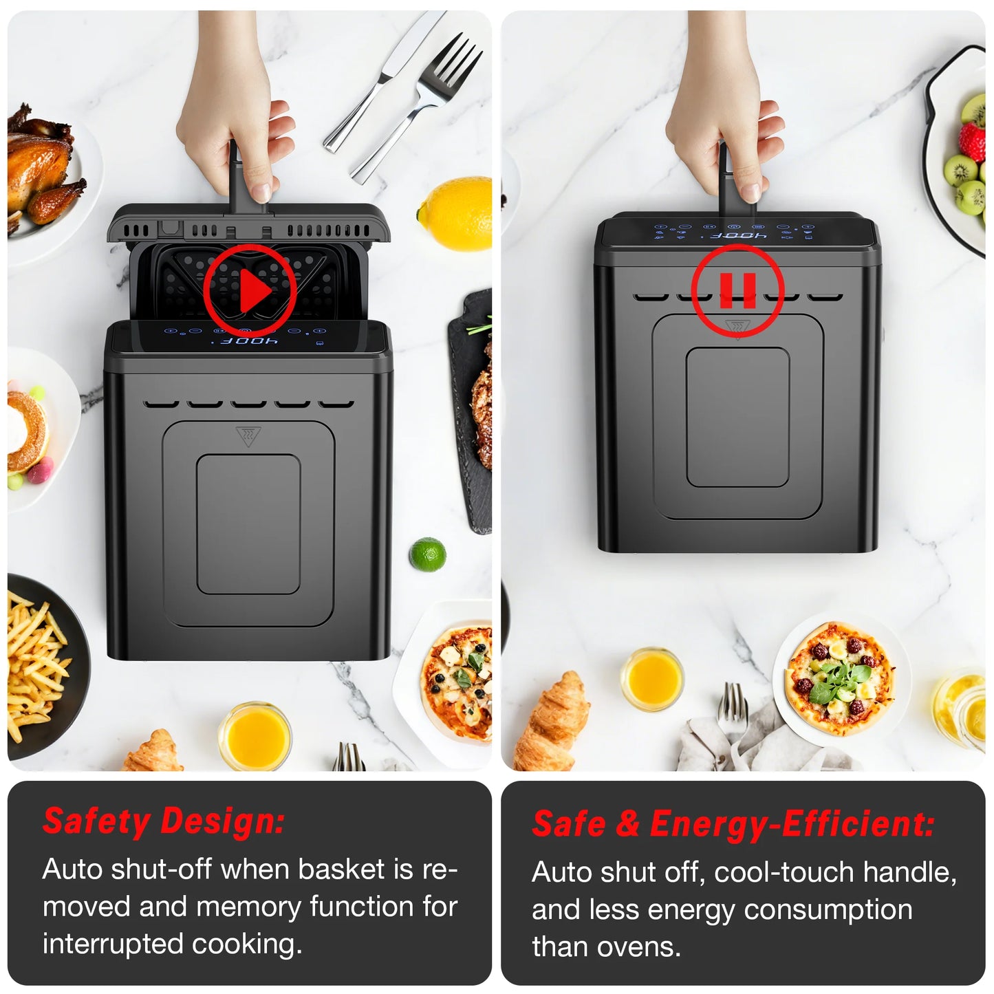 Air Fryer 6 Quart Capacity Air Fryer 12-In-1 Air Fry, Roast, Reheat, Dehydrate, Bake, Steam with 400F, Black