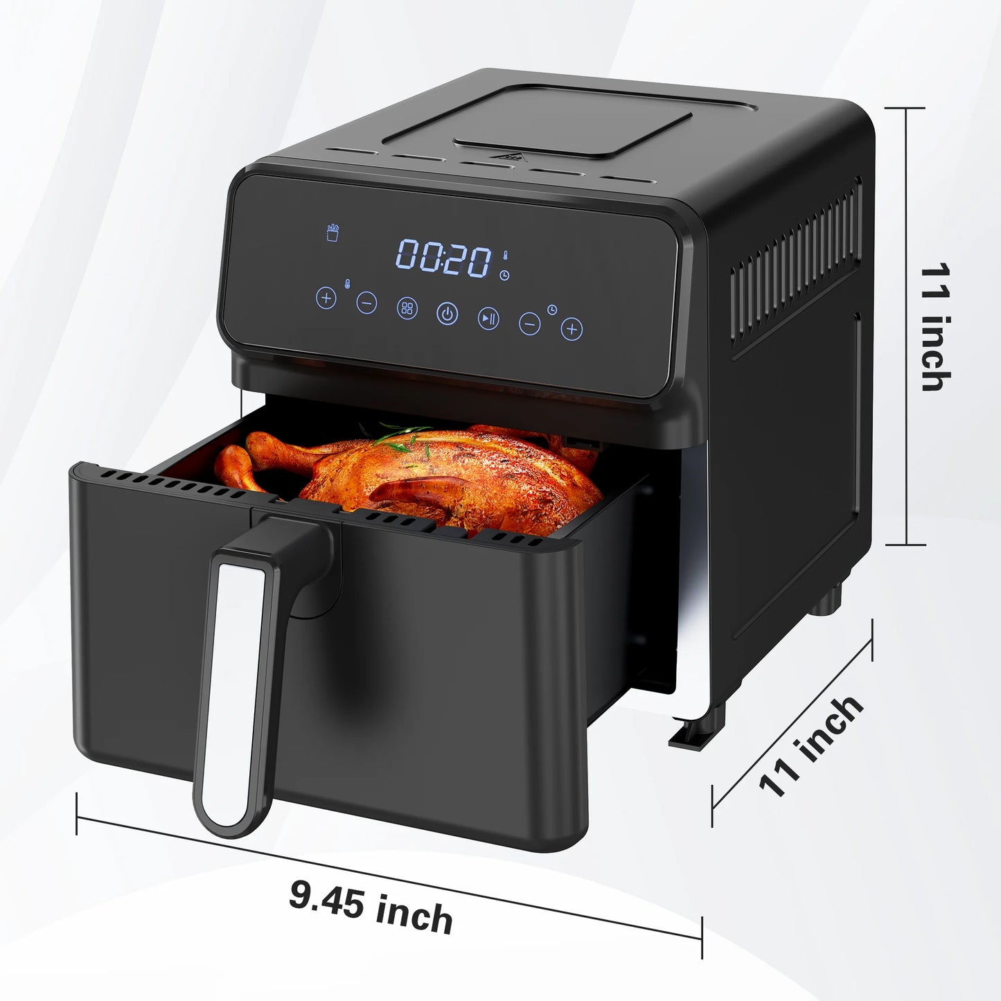 Air Fryer 6 Quart Capacity Air Fryer 12-In-1 Air Fry, Roast, Reheat, Dehydrate, Bake, Steam with 400F, Black